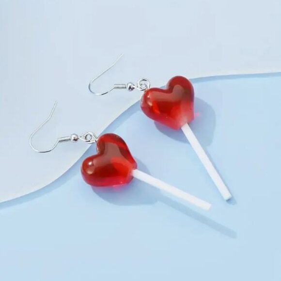 Sweet Heart Earrings Red - Picture 1 of 1